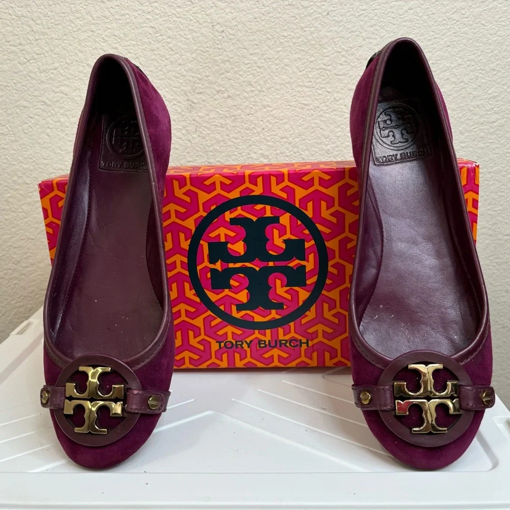Tory Burch Aaden Flats in Red Wine - Picture 3 of 16